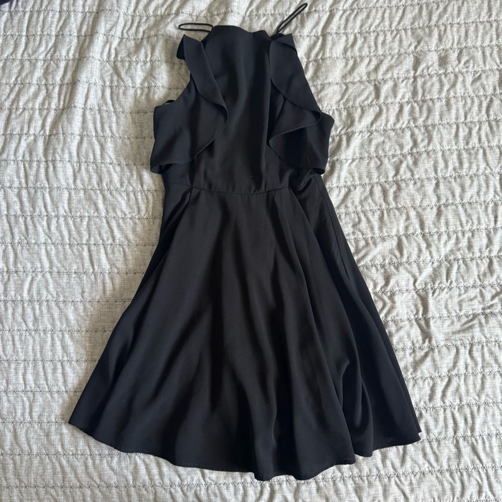 Black Ruffle Sleeveless Dress
